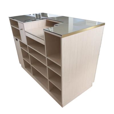 China Acrylic Metal Professional Cosmetic Furniture Cash Display Furniture Counter Counter Wooden Office Accessories for sale