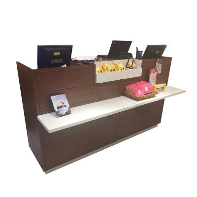 China Natural Wood Style Office Furniture Display Cash Counter Acrylic Metal for sale