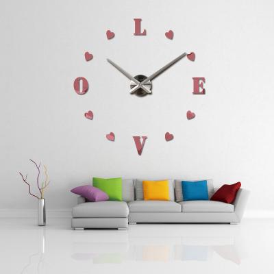 China Antique Style DIY CLOCK 3D Set Home Decoration Reloj De Wood Peeled Large Frameless Wall Clock 3D Wall Clock Stickers DIY For Living Room 24# for sale