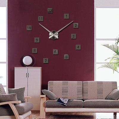 China Antique Style DIY CLOCK 3D Set Home Decoration Reloj De Wood Peeled Large Wall Clock 3D Wall Clock Stickers DIY Frameless Wall Clock For Living Room 1# for sale