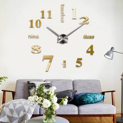 China Antique Style DIY CLOCK 3D Set Home Decoration Reloj De Wood Peeled Frameless Large Wall Clock 3D Wall Clock Stickers DIY For Living Room 19# for sale