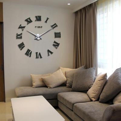 China Antique Style DIY 3D CLOCK Set Home Decoration Reloj De Wood Peeled Frameless Large Wall Clock 3D Wall Clock Stickers DIY For Living Room 15# for sale