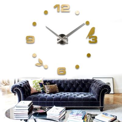 China Antique Style DIY CLOCK 3D Set Home Decoration Reloj De Wood Peeled Frameless Large Wall Clock 3D Wall Clock Stickers DIY For Living Room 14# for sale