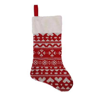 China Sophisticated Fashionable Tech Christmas Stocking Ornament Red and White Christmas Stocking for sale