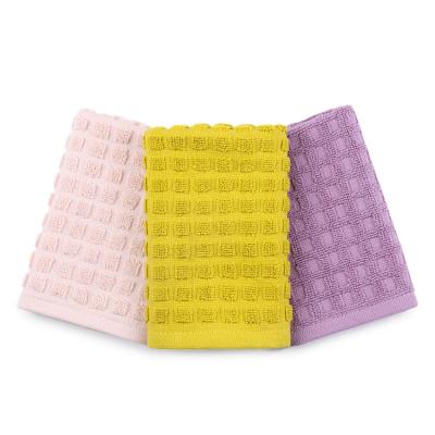 China Sustainable Custom Multi Color Waffle Cleaning 100% Cotton Dish Towel For Kitchen Use for sale