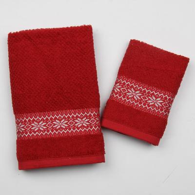 China Good Looking Christmas Design Cotton Terry Towel With Christmas Jacquard Border for sale