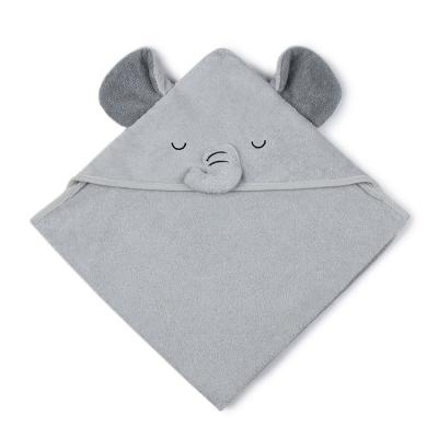 China Oeko Animal Sustainable Tex Elephant Pattern 100% Cotton Soft Cute Apron Baby Bath Towel for sale