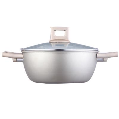 China Sustainable country kitchen cookware cast aluminum casserole dish, 4 quart (about 4 litres) spotted dutch oven, with handle and glass cover (bla for sale