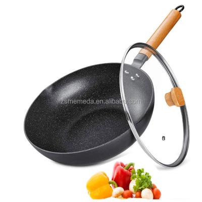 China Factory Direct Selling Stainless Steel Non-Stick Safety Metal Saucepan Chinese Kitchen Wok Pan for sale