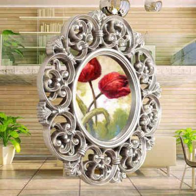 China Pretty Samll Quantity Acceptable Top Selling Stock Decorative Wall Mirrors Factory Wholesale Art Deco Wall Mirror PU Framed Wall Mirror For Home Decoration for sale