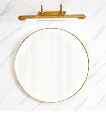 China Modern Sleek Luxury Metal Round Mirror With Cooper Light Set For Bathroom Factory Direct Sale High Quality Branded Mirror And Light Set for sale