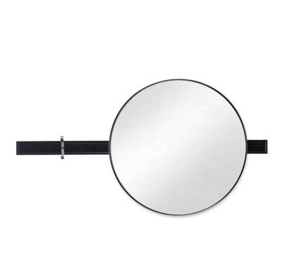 China Hotel Bathroom MOK Wholesale Black Round Metal Wall Mounted Frame Mirror for sale