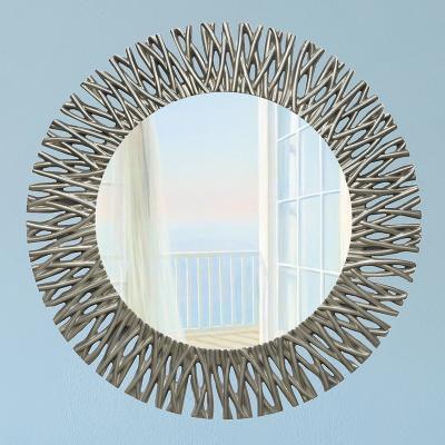 China Europe Home Decor MOK Antique Fashion Wall Sunburst Framed Mirror Brushed Polyurethane Mirror for sale