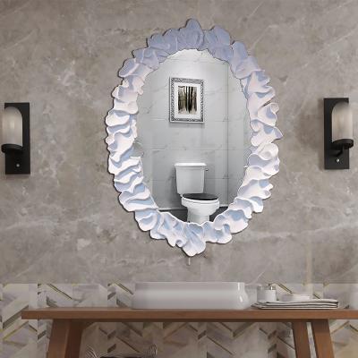 China Luxury Europe Home Decor MOK PU Framed Oval Wall Mirror For Home And Hotel Decoration for sale