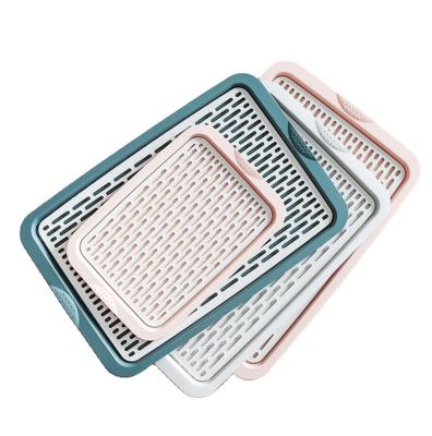 China Disposable Double-Layer Cavity Drain Tray Plastic Household Shelf Kitchen Tea Tray Rectangular Household Fruit Tray for sale