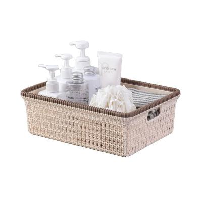 China Viable Toys Desktop Sundries Household Rattan Kitchen Storage Basket Snacks Snacks Bath Basket Plastic for sale