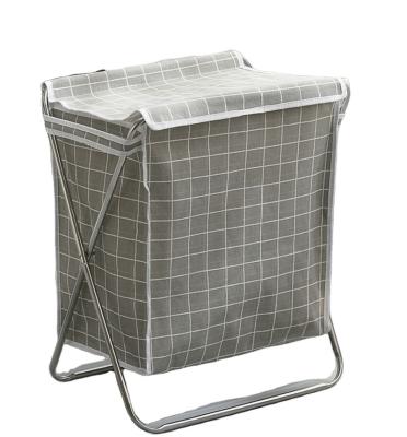 China Sustainable Cotton Storage Basket Large Capacity Canvas Folding Dirty Laundry Hamper for sale