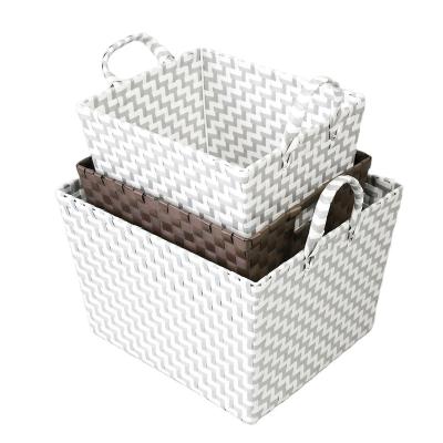 China Sustainable Personalized Toy Storage Boxes 100% Handmade Pp Tape Waterproof Storage Basket for sale