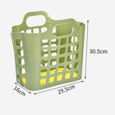 China Blue Foldable Plastic Viable Blue Dirty Bath Basket Clothes Storage Basket Bathroom Kitchen Fruit and Vegetable Storage Basket for sale