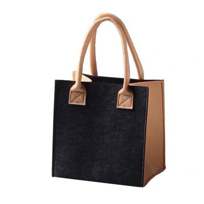 China Factory Direct Sale Handled Women Handbags Ladies Hand Tote Shop Logo Drawstring Felt Gift Shopping Bag for sale