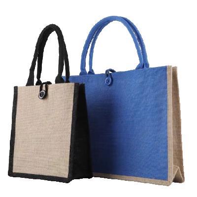 China New Design Promotional Drawstring Grocery Gift Handled Custom Printed Jute Beach Cosmetic Bag for sale