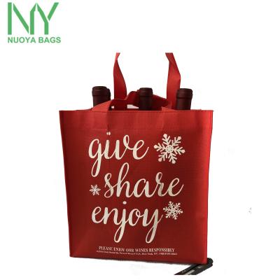 China Wholesale Nonwoven Recycle Environmental Gift Promotional Non Woven 6 Bottle Tote Shopping Wine Bag for sale