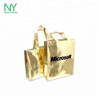 China Hot Sale Fashion Design Eco - Friendly Gold Color Printed Foldable PP Laminated Shopping Bag for sale