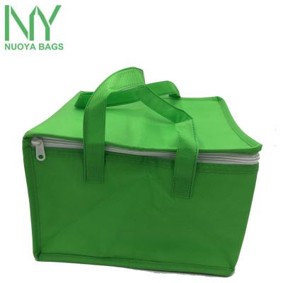 China Reusable Delivery Green Custom Food Quality Tote Laminated Lunch Non Woven Handled Nonwoven Cooler Bag for sale