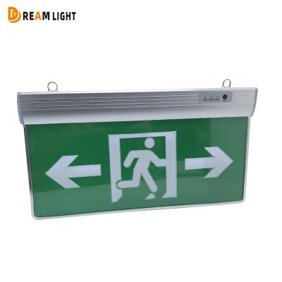 China Fire Emergency Exit Sign Fire Safety Exit Light Hanging Chains Board Acrylic Exit Sign Rechargeable Emergency Light for sale