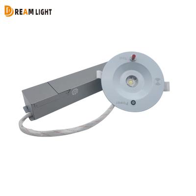 China Metal Emergency Recessed Fire Emergency LED 3Watts Spotlight With Battery Backup Fire Emergency Downlight for sale