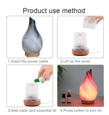 China Essential Car Oil Diffuser 90ml Ultrasonic Aromatherapy Diffuser With Handmade Glass for sale