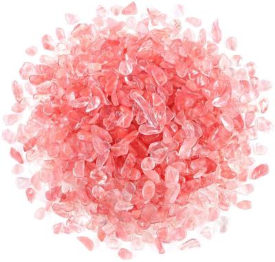 China Jewelry Making Cherry Quartz Small Tumbled Chips Stone Gemstone Chips Crushed Pieces Irregular Shaped Stone Crystal Chips Stone for sale