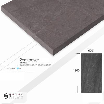 China Full Body Glazed Tiles 20mm Thick Body Plate Ceramic Metallic Paving Black Floor Tiles for sale