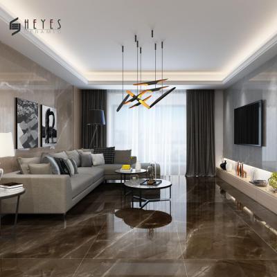 China Glazed Metallic Tiles Large Porcelain Floor And Wall Slab Luxury Brown Tiles With Customized Surface for sale