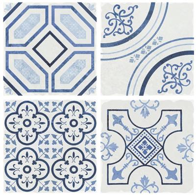 China Glazed Blue Metal Tiles Flower Pattern Kitchen Backsplash Wall Tiles Porcelain Tile For Bathroom for sale