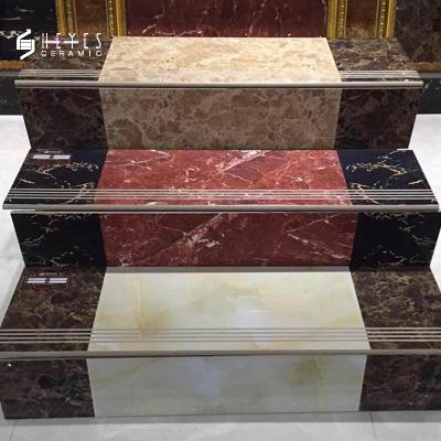 China Moden Classic Red Black Porcelain 470x1200 Polished Stairs Step Tiles for sale