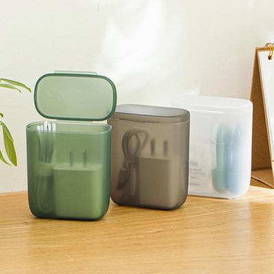 China Dustproof Data Cable Viable Desktop Storage Box With Transparent Cover Mobile Phone Charger Box Cable Wire Container Box In Office Home for sale