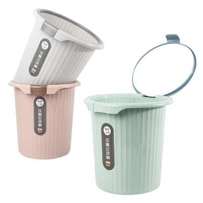 China New Household Pressure Ring Trash Can Vertical Grain Basket Toilet Single Viable Paper Kitchen High Quality Classified Trash Can for sale