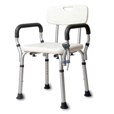 China Adjustable Adjustable Aluminum Shower Chair With Railing And Backrest Bathroom Chair for sale