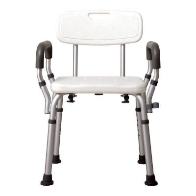 China Durable aluminum height adjustable shower chair with swing away arms and legs for sale