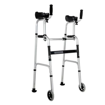 China Foldable; with arms Aluminum Deck Rolling Rollator Deck Walker with Skid-Glider Tips for sale