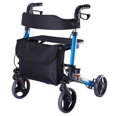 China Foldable; adjustable; euro style Zhongshan Fushide Euro Style Lightweight Rollator Aluminum Walker With Cane Holder and Brakes for sale