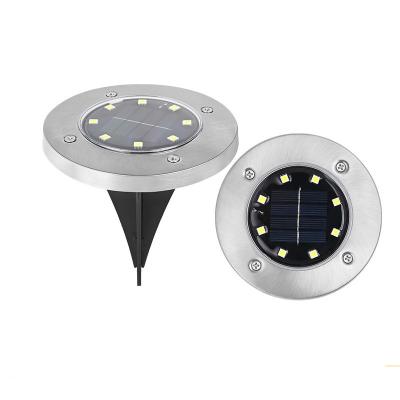 China Garden Polysilicon Stainless Steel 8 LED Solar Powered Outdoor Underground Landscape Lighting Solar Disc Lights for sale