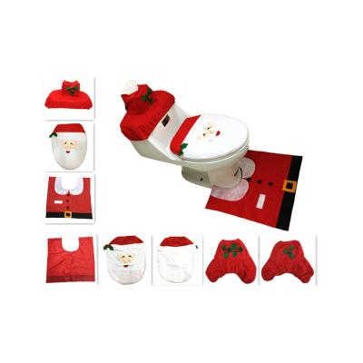 China As New Photo Christmas Decoration Santa Claus Red 3 Piece Toilet Seat Set for sale