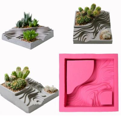 China Viable Cement 3d Flower Pots Decorations Mold Wholesale Silicone Planter Mold Silicone Mold For Flower Pot for sale