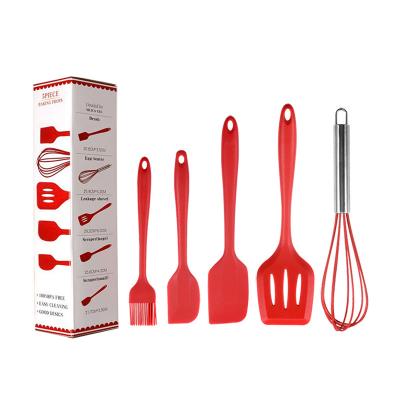 China Favorable Stocked Price 5 Pcs Cooking Utensils Set Silicone Kitchen Silicon Utensils Cooking Sets Cooking for sale