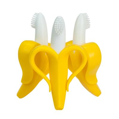 China To Relieve Teething Pain Wholesale Fruit Banana Baby Toothbrush Teether Toy For Kids Baby Teething Toy Silicone Baby Teether for sale