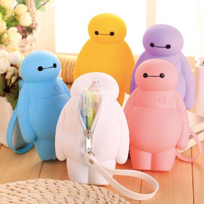 China Schools & Multifunctional Office Silicone Baymax Kawaii Pencil Case Stationery Pen Bags Storage Pencil Box School Supplies Big 6 for sale