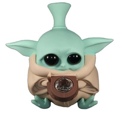 China New Fat Yoda Minimalist Baby Height 13cm Accessories Silicone Smoking Glass Water Pipe With Bowl for sale