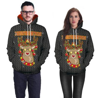 China Wholesale Custom Fashion Anti-wrinkle Unisex Hoodie 3D Printing Christmas Costume Christmas Sweatshirt for sale